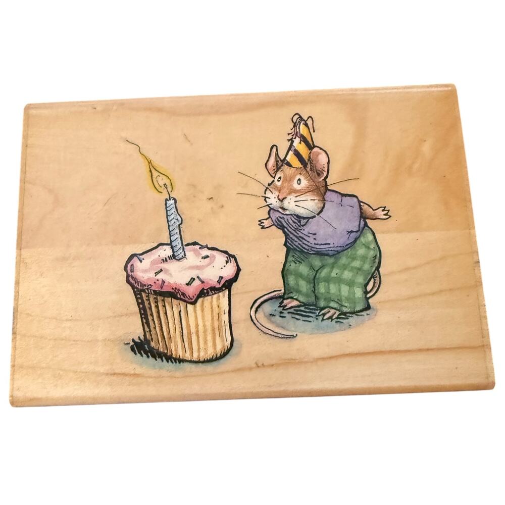 Inkadinkado Town Mouse Birthday Cupcake David Sieks 6542 Crafting Rubber Stamp